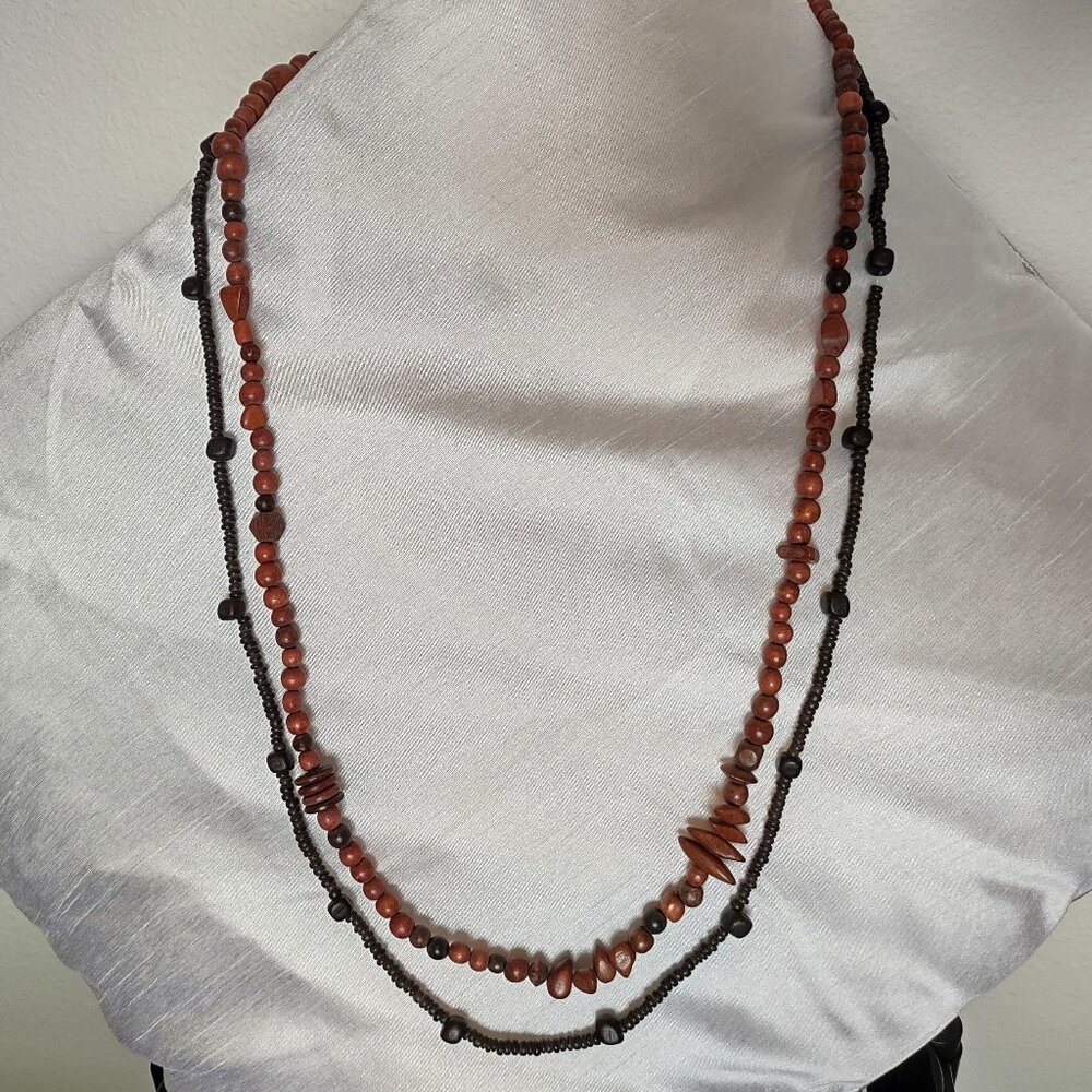 Authentic exotic wood necklaces set